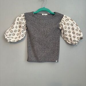 EUC oh baby! Nellie Sweater Blouse Pucker Mini Daisies Puff Sleeves Sz 2-3 T